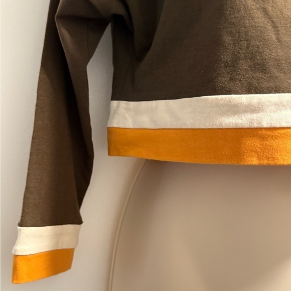 Philosophy of Paek Long Sleeve Brown Stripe Crop Top Medium - Picture 4 of 15